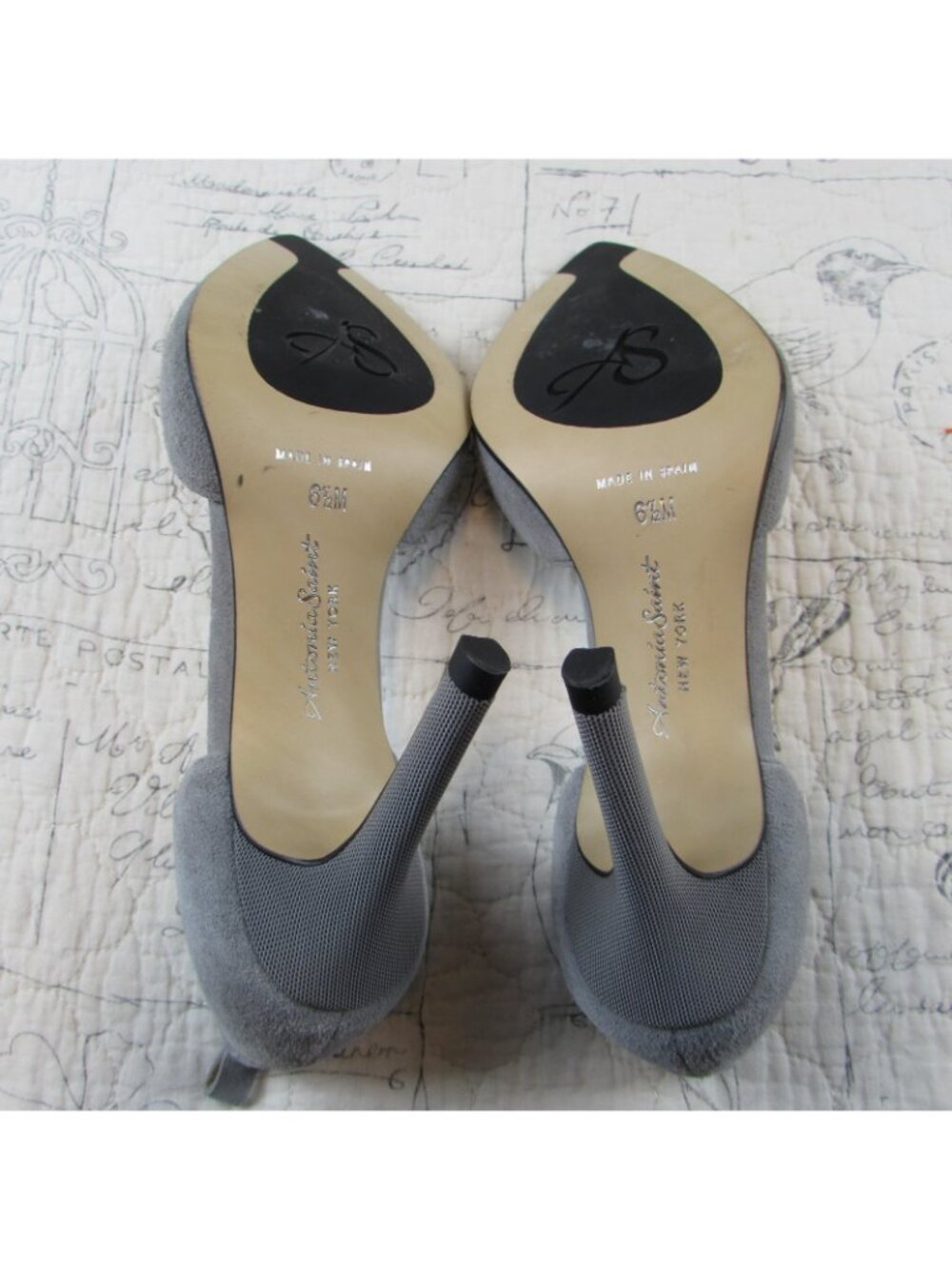 New Antonia Saint NY  Vida Half D’Orsay Gray Suede Comfort pumps heels size 6.5 - Picture 6 of 8